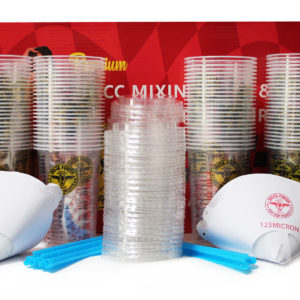 Insta Finish Premium Mixing Set - 1000cc Cups, Lids, Filters and Stir Sticks 100 Cups/Lids