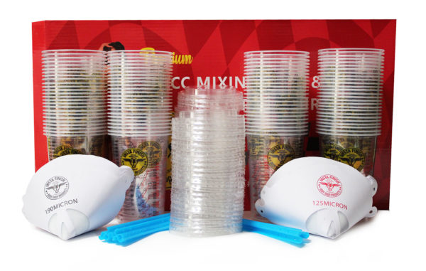 Insta Finish Premium Mixing Set - 1000cc Cups, Lids, Filters and Stir Sticks 100 Cups/Lids