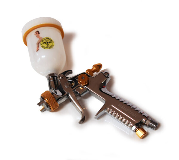 Insta Finish Senorita Mini Jet HVLP .08mm W/.125L Platic Cup, Silver & Gold - Image 4